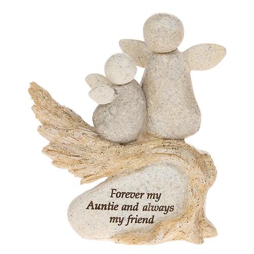 Pebble Art Angel Figurine - Auntie