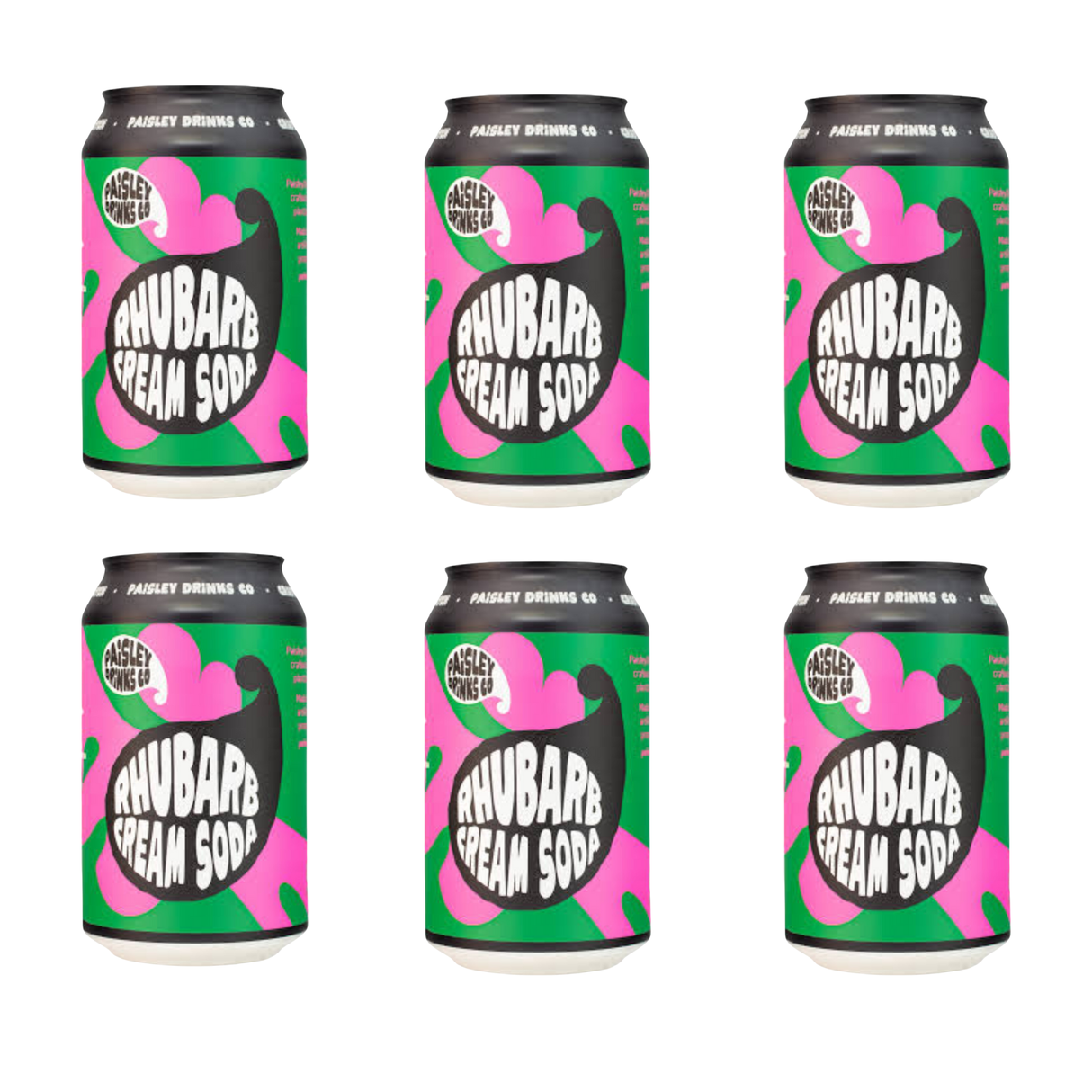 Paisley Premium Craft Soda - Rhubarb Cream Drink - 6 Pack