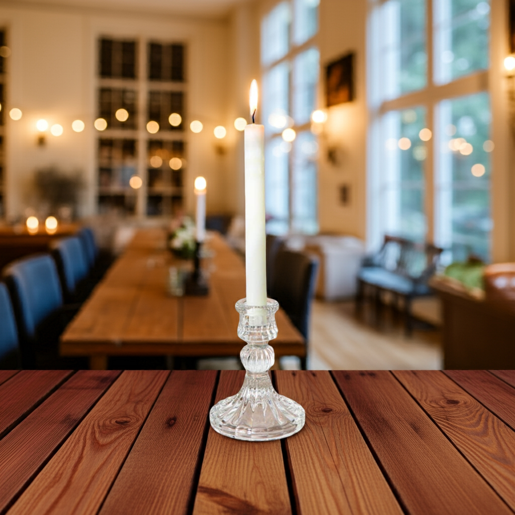Woodside Home Living Vintage Style Glass Dinner Candle Holder