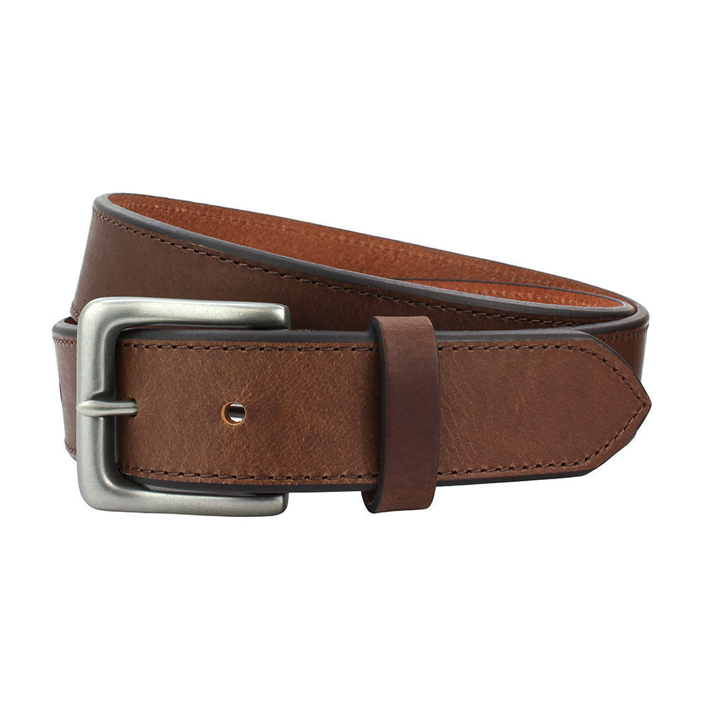Full Grain Leather Belt Chamfered Edge - Brown