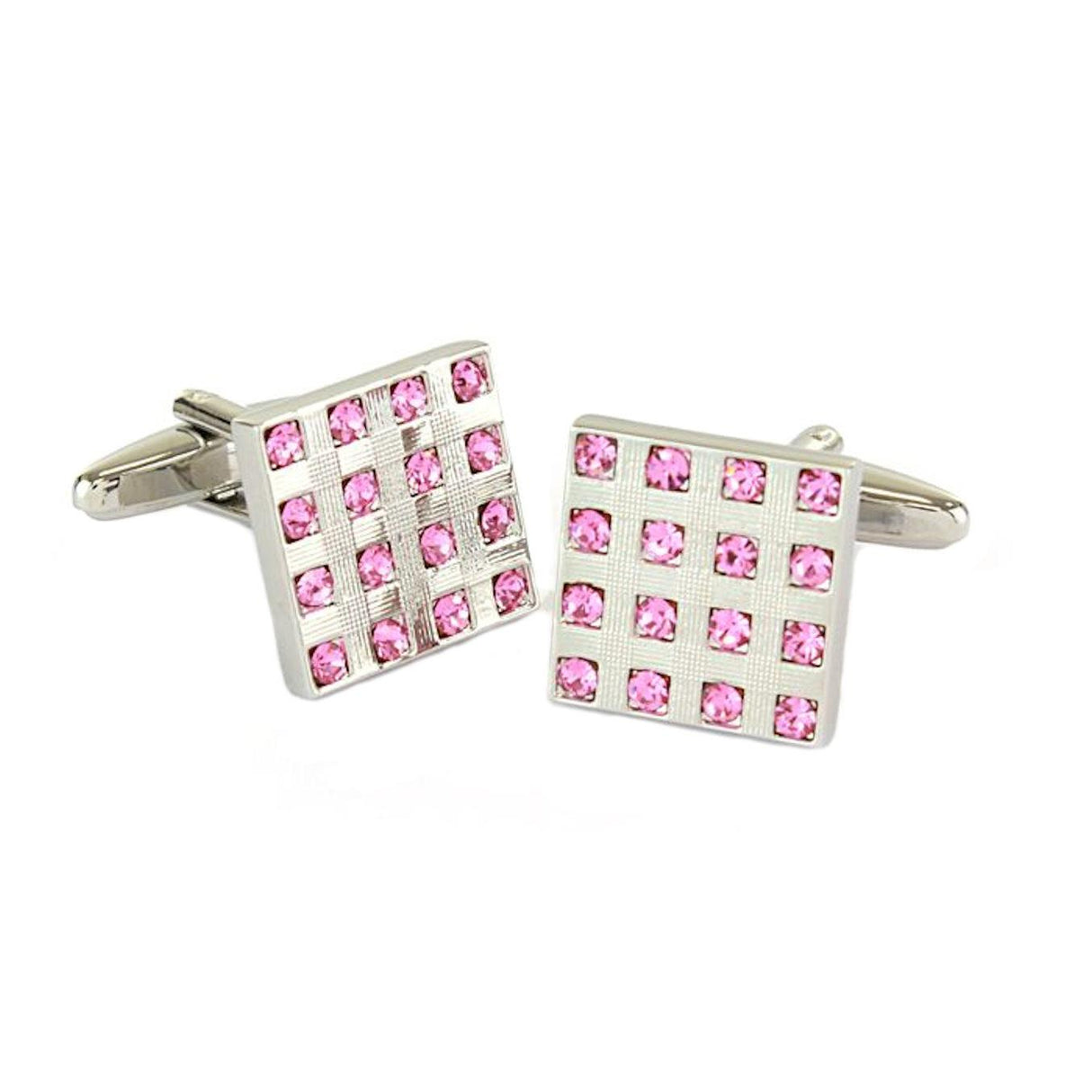 Diamante Mens Dress Cufflinks - Pink Black or Blue