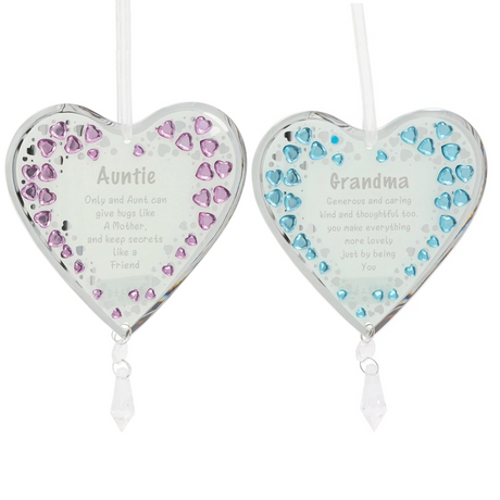 Auntie or Grandma Keepsake Hanging Crystal Plaques