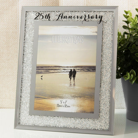 Celebrations Crystal Border Photo Frame 5x7" 25th 40th 50th Wedding Anniversary