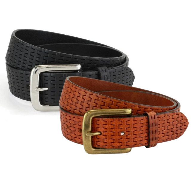 Full Grain Embossed Leather Mens Belt (35mm)
