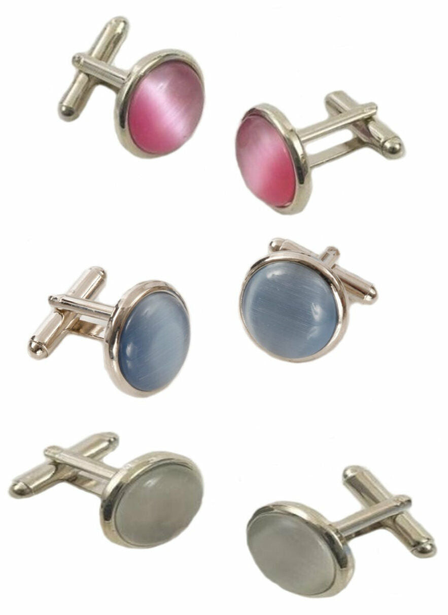 Unisex Dress Cufflinks in Gift Box Wedding Formal Business - Blue Pink or Grey