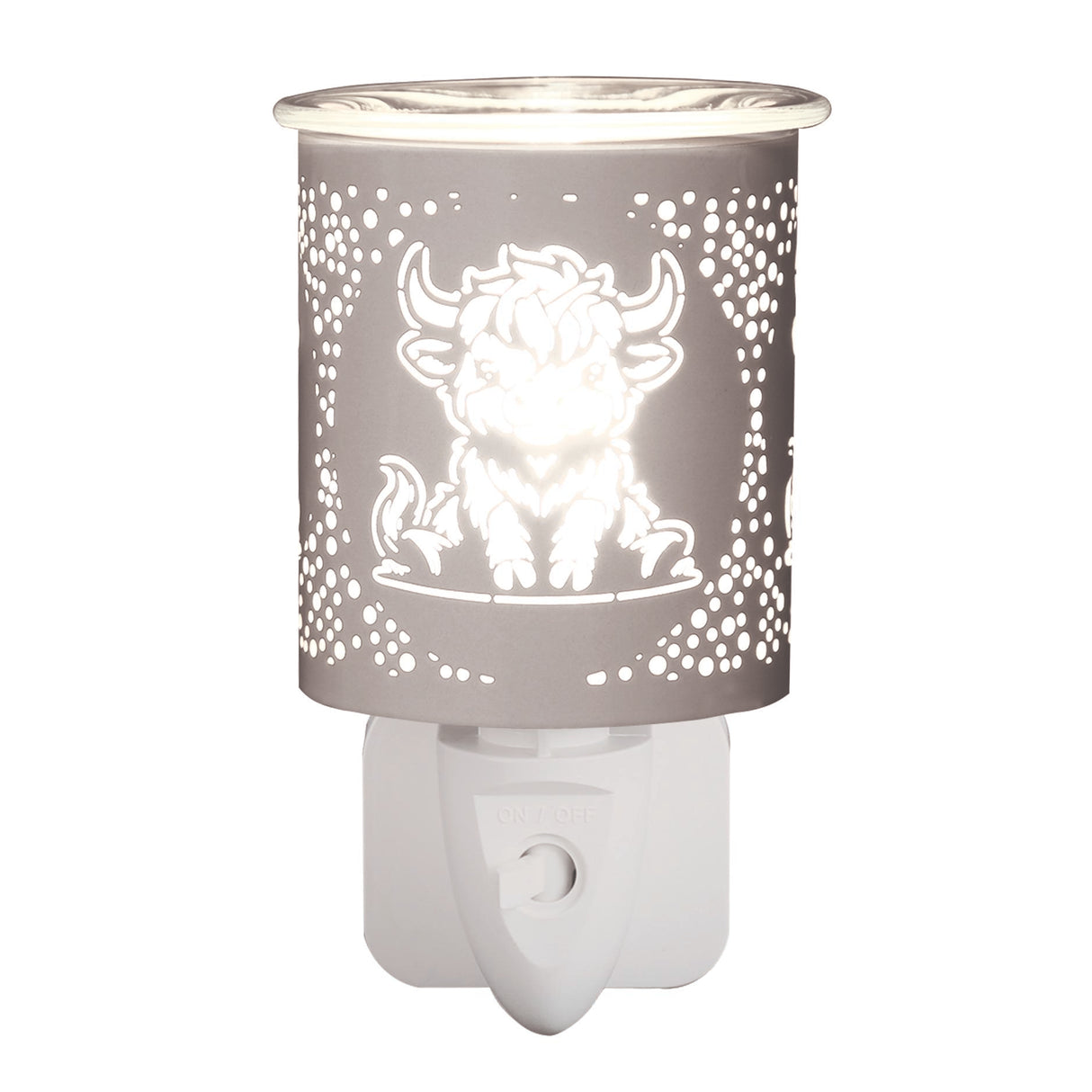 Aroma Electric Wax Melt Burner Plug In - White & Gold Highland Cow