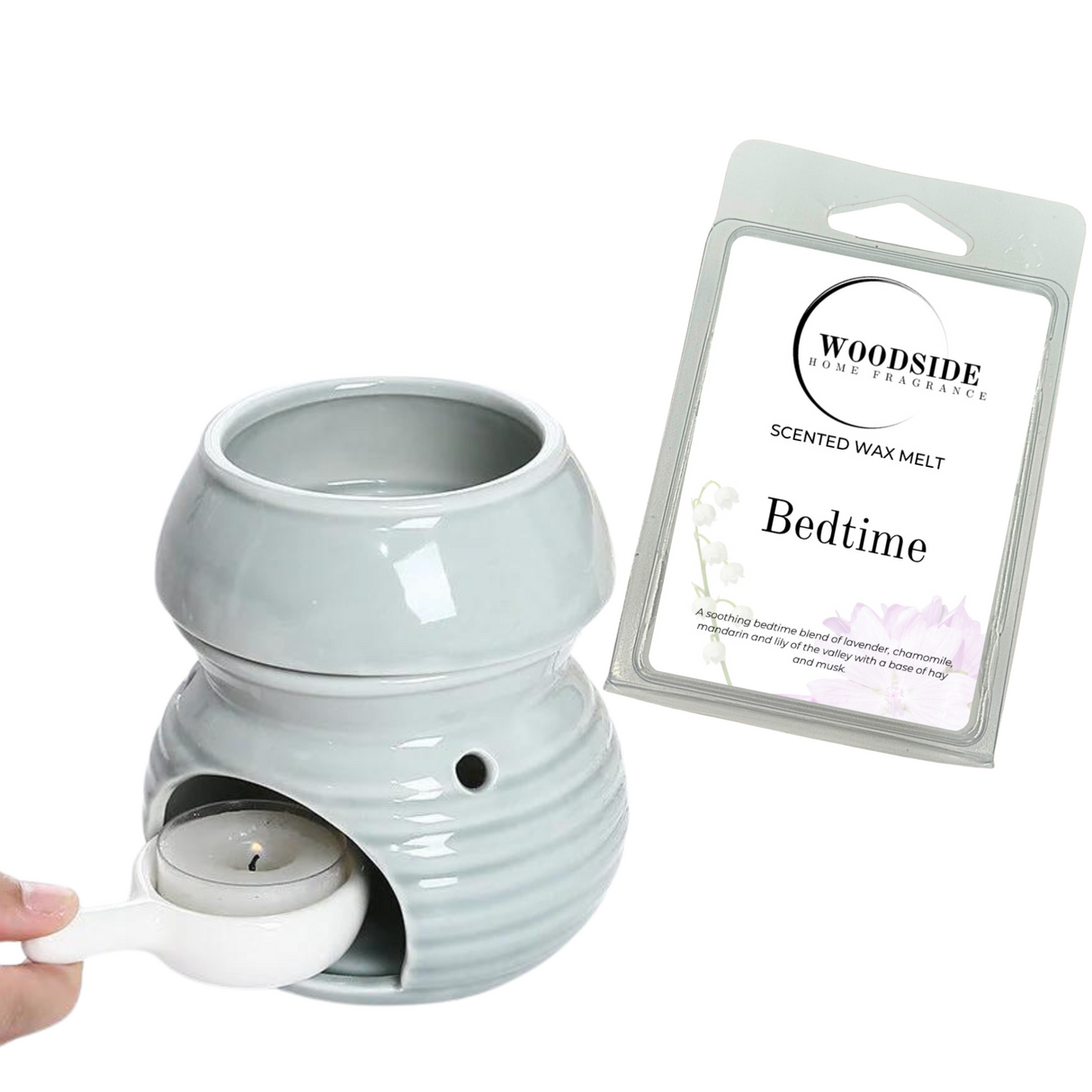 Woodside Home Living Wax Melt and Burner Crusader Exclusive, Grey, bedtime