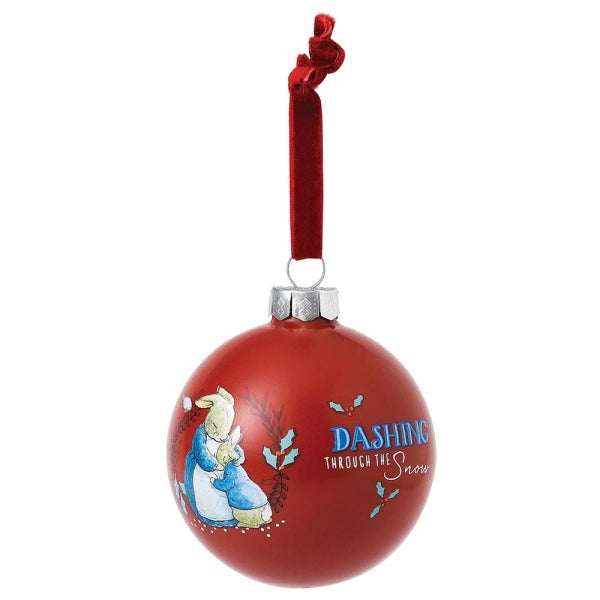 beatrix potter peter rabbit christmas bauble - mrs rabbit & peter