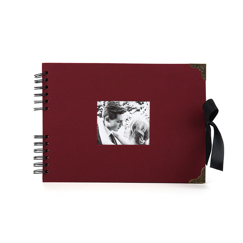 Woodside Home Living Metal Corner Scrap Book Style Photo Album 29cm x 21.5cm burgundy