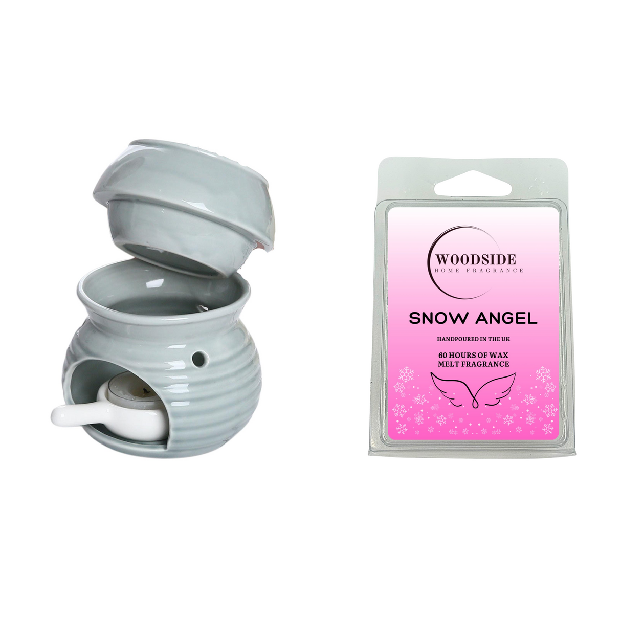 Woodside Home Living Wax Melt and Burner Crusader Exclusive, Grey, snow angel