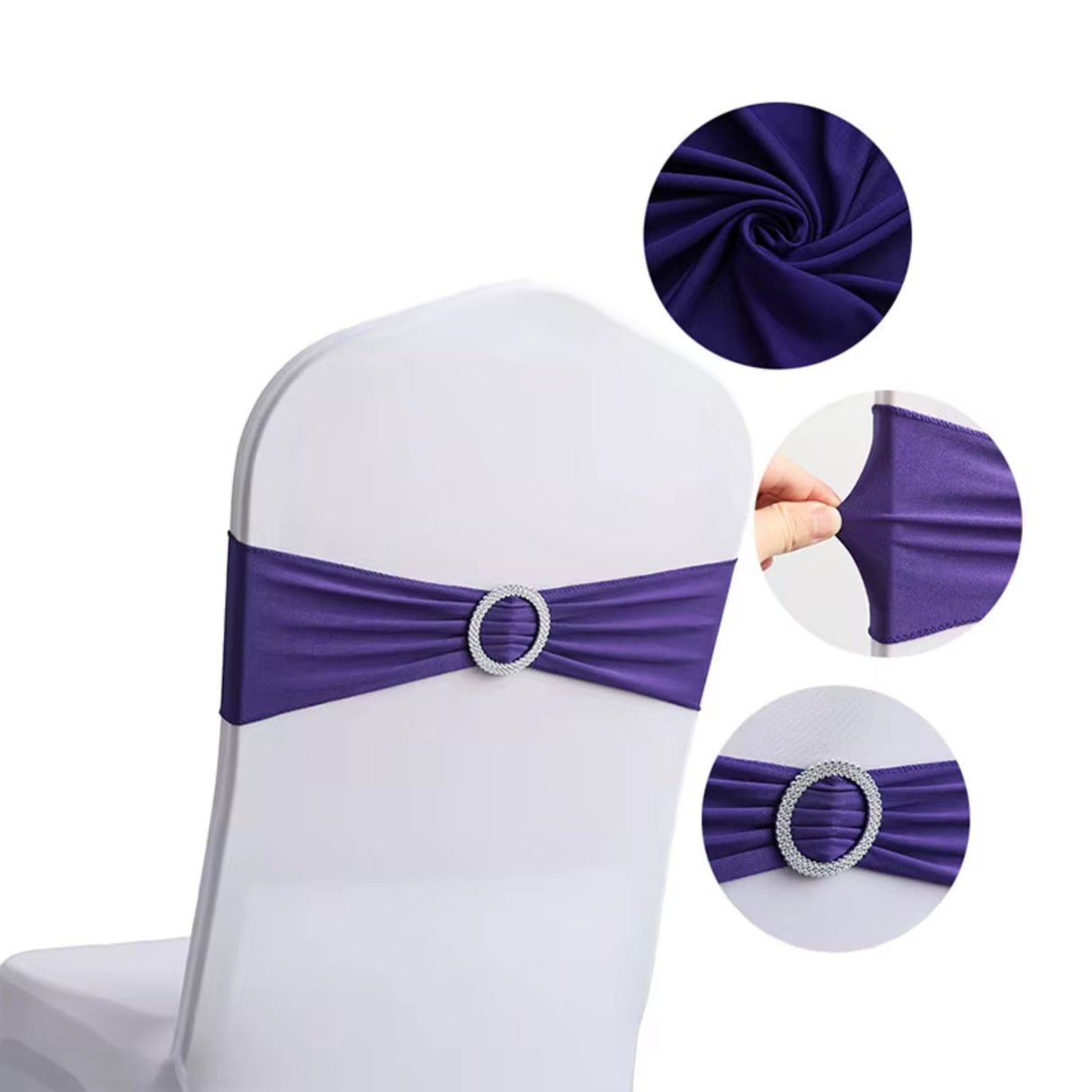Stretch Chair Cover Band with Buckle Slider - Various Colours