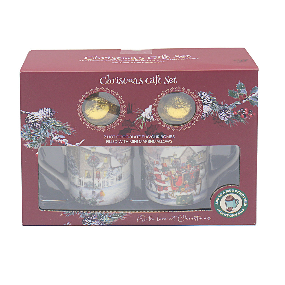 Christmas Mug & Chocolate Bomb Gift Set for 2 - Santa