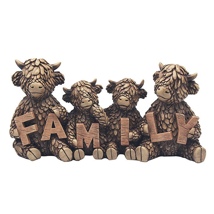 Hughie Highland Cow Figurine - Family of 4