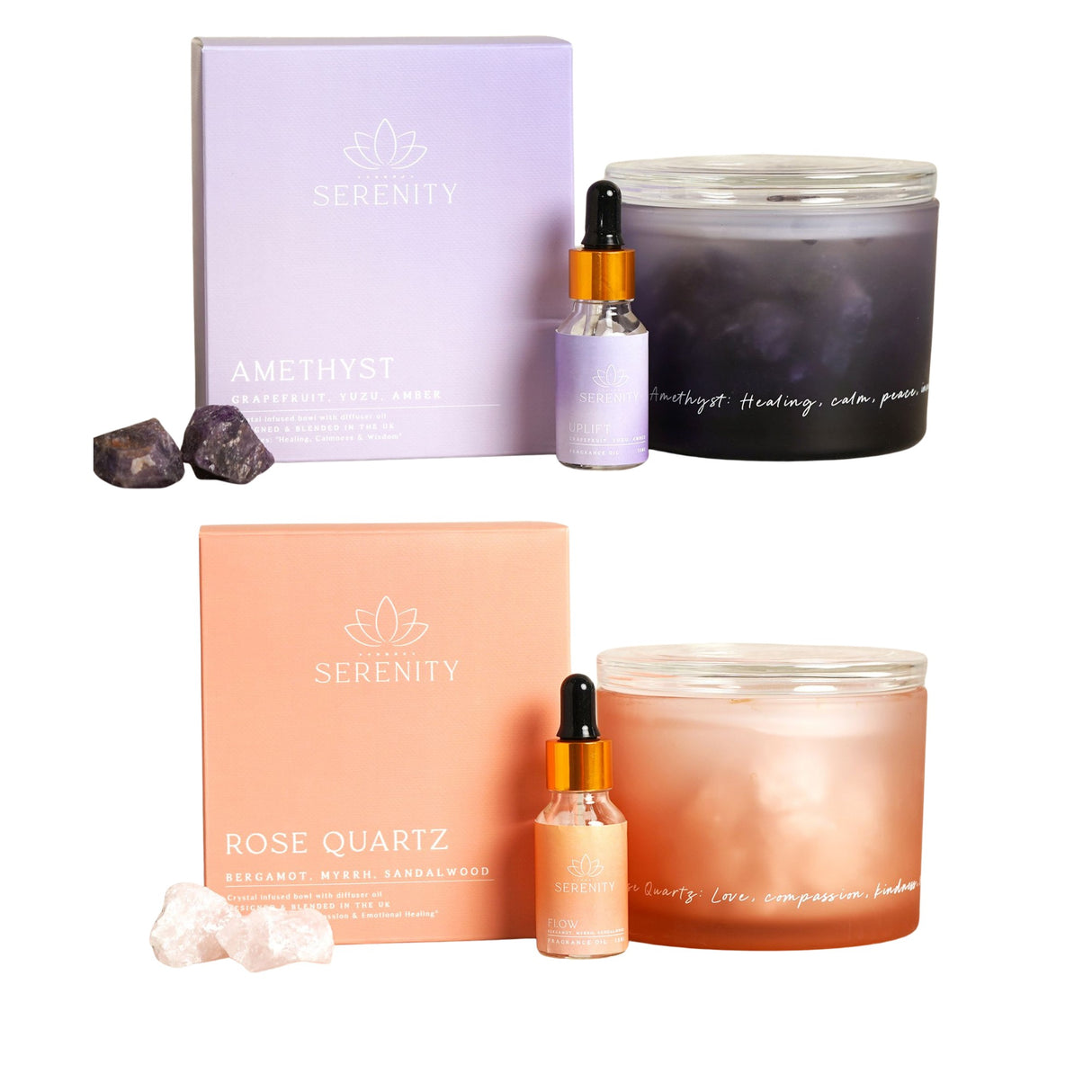 erenity Crystal Bowl Diffuser & Fragrance Oil - Various Crystals