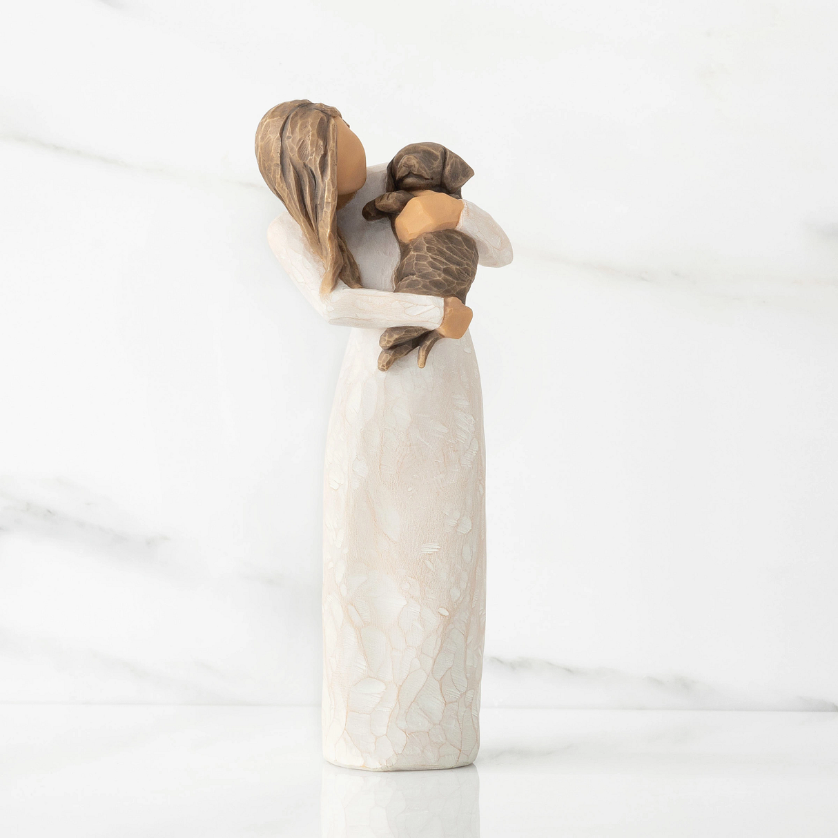 Willow Tree Lady with dog figurine