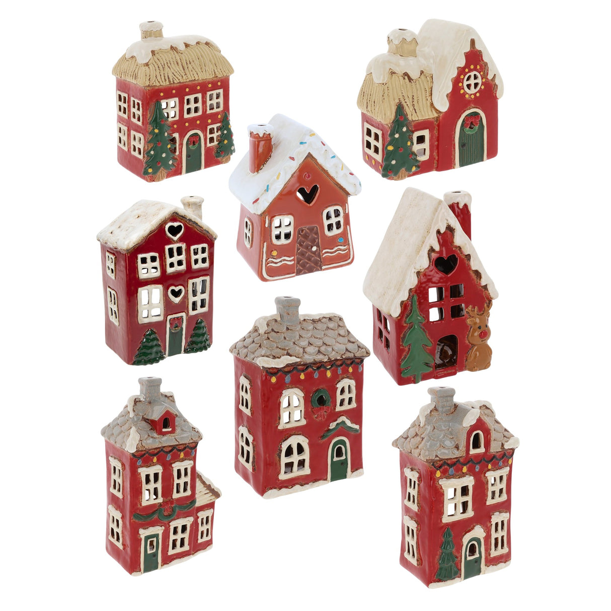 Village Pottery Christmas Collection Tea Light Holders - Various Houses