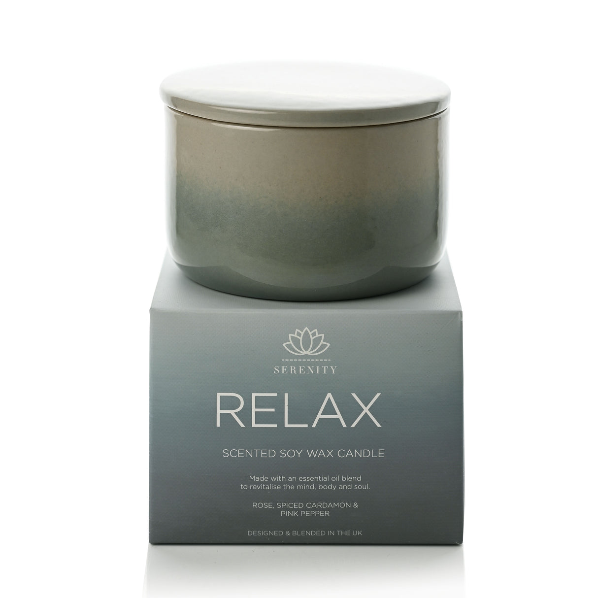 Sophia Serenity Relax Ceramic Candle 430g - Rose, Spiced Cardamon & Pink Pepper