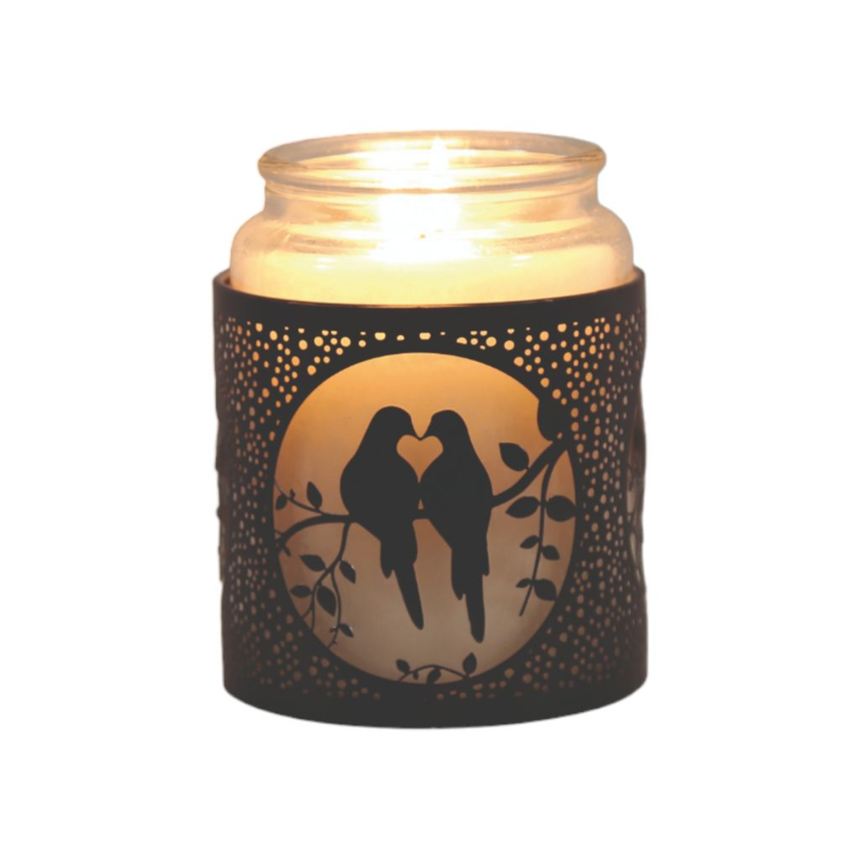 Aroma Metal Silhouette Wax Melt Burner/Candle Holder - Black & Silver Doves