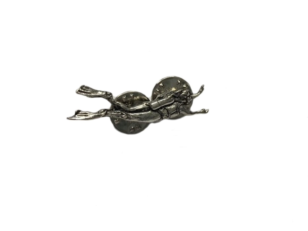 English Pewter Tie Pin or Lapel Badge - Lady Scuba Diver
