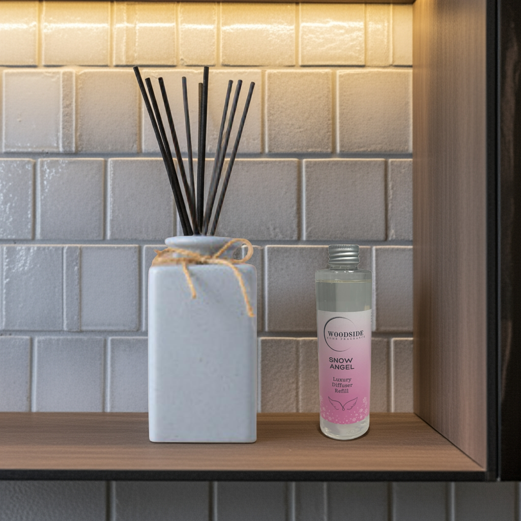 Woodside Pastel Blue Ceramic Reed Diffuser Vase with Woodside Luxury Refill