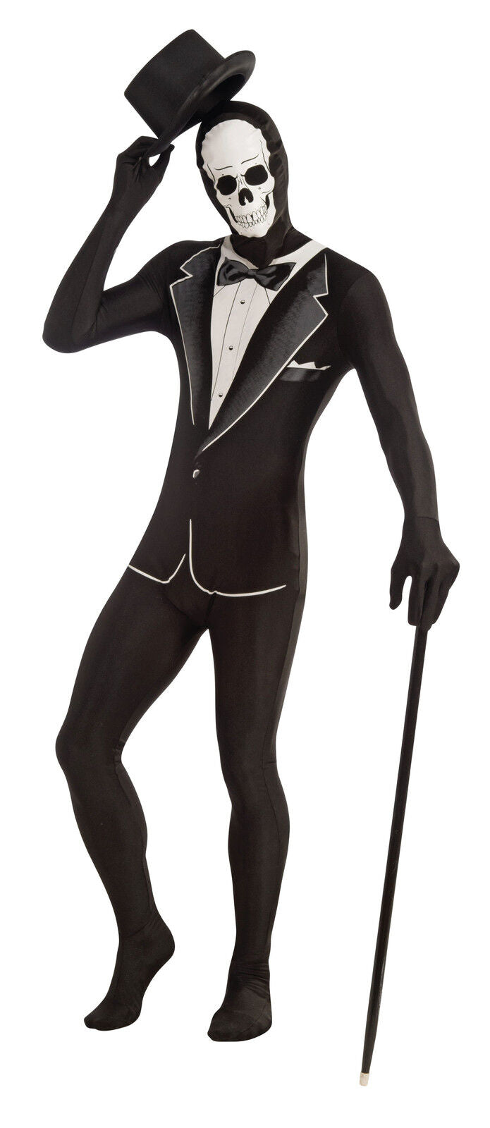 Skeleton Tuxedo Disappearing Man Skin Suit Fancy Dress Costume Size M-L