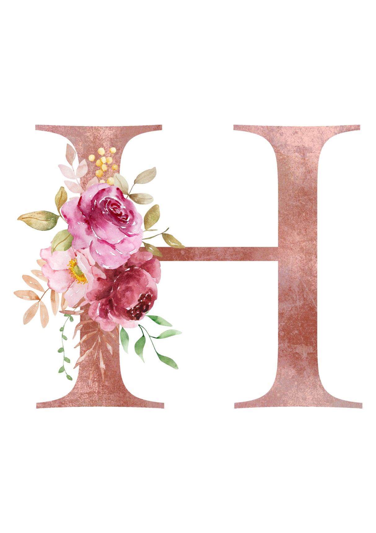 Personalised Tote Bags - Pink Floral Initial Design (A-Z)