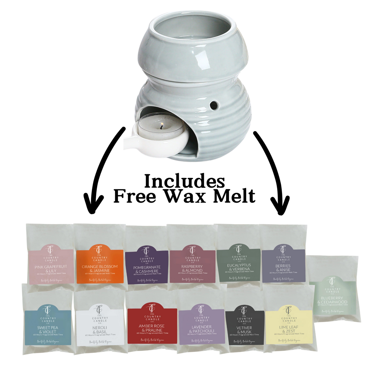 Wax Melt Burner with Tea Light Spoon - Free Country Candle Wax Melt