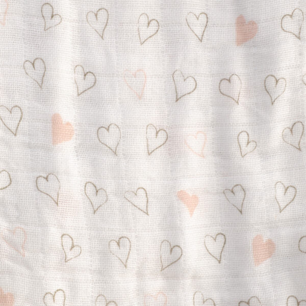 Ziggle Baby Large Muslin Square - Dusky Pink Hearts