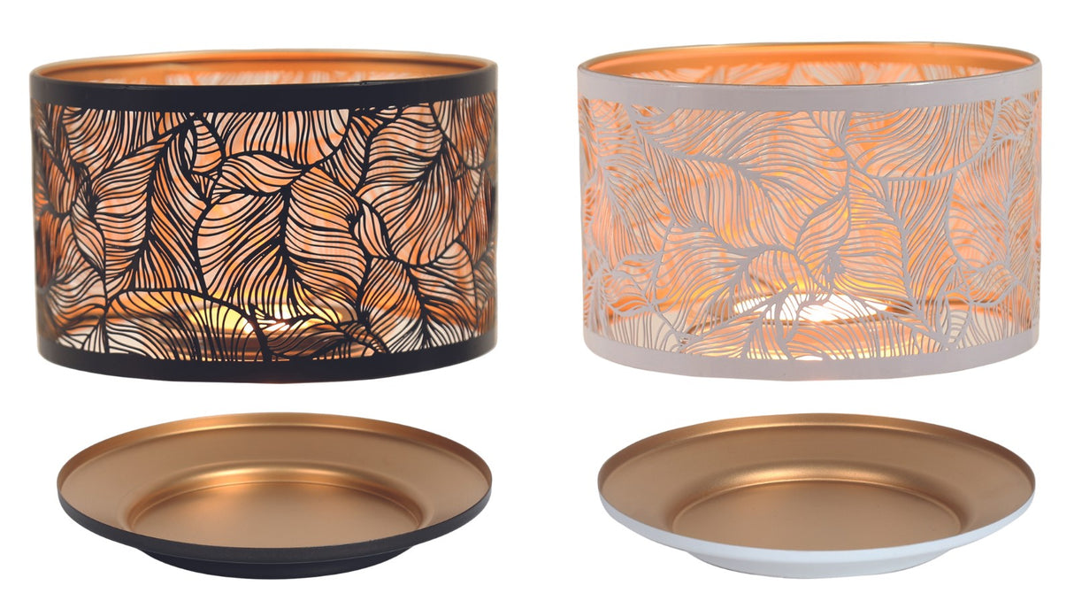 Leaves silhouette candle lamp shade and plate set