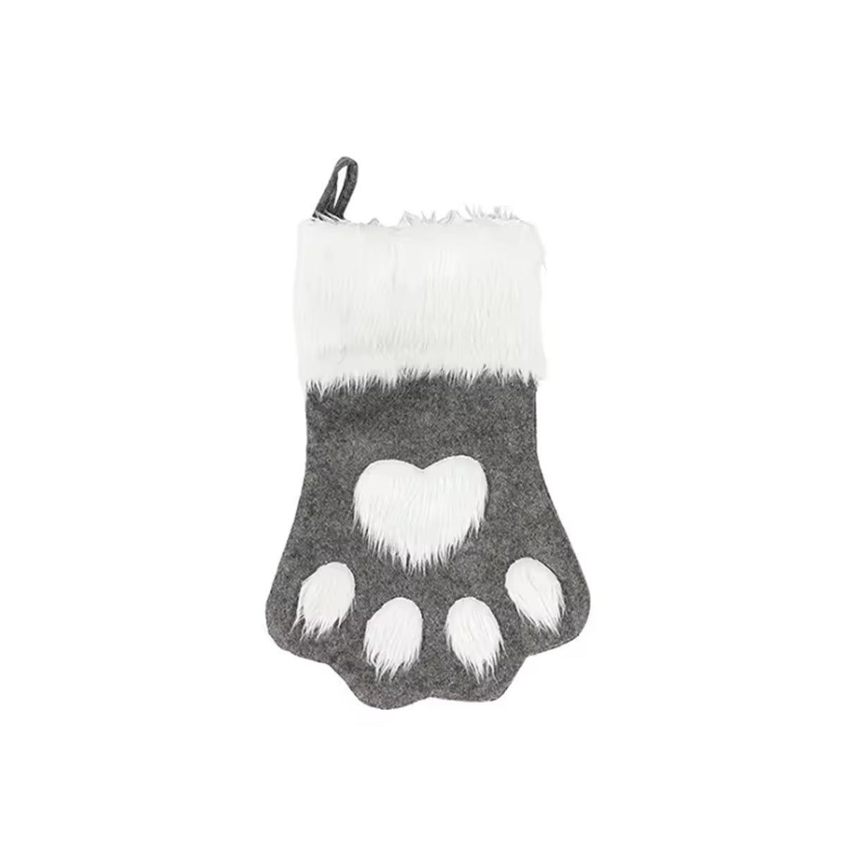 Woodside Home Living Pet Paw Christmas Stocking grey