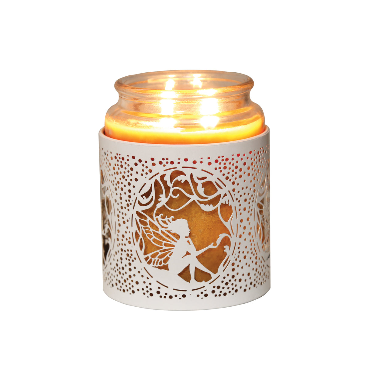 Fairy design wax melt burner candle holder white and gold