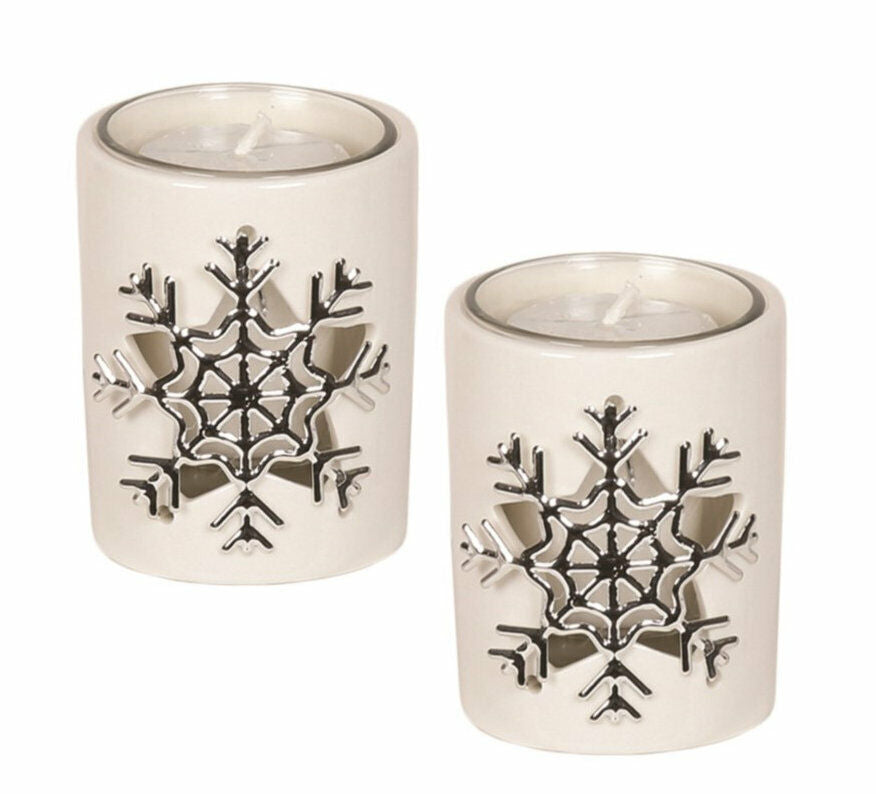 Aromatize Christmas Festive Votive or Tea Light Candle Holders (2) snowflake