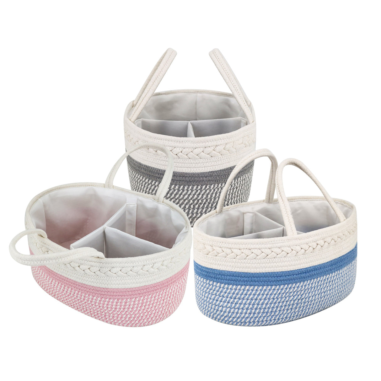Cotton Rope Nappy Caddy/Baby Organiser Basket - Various Colours