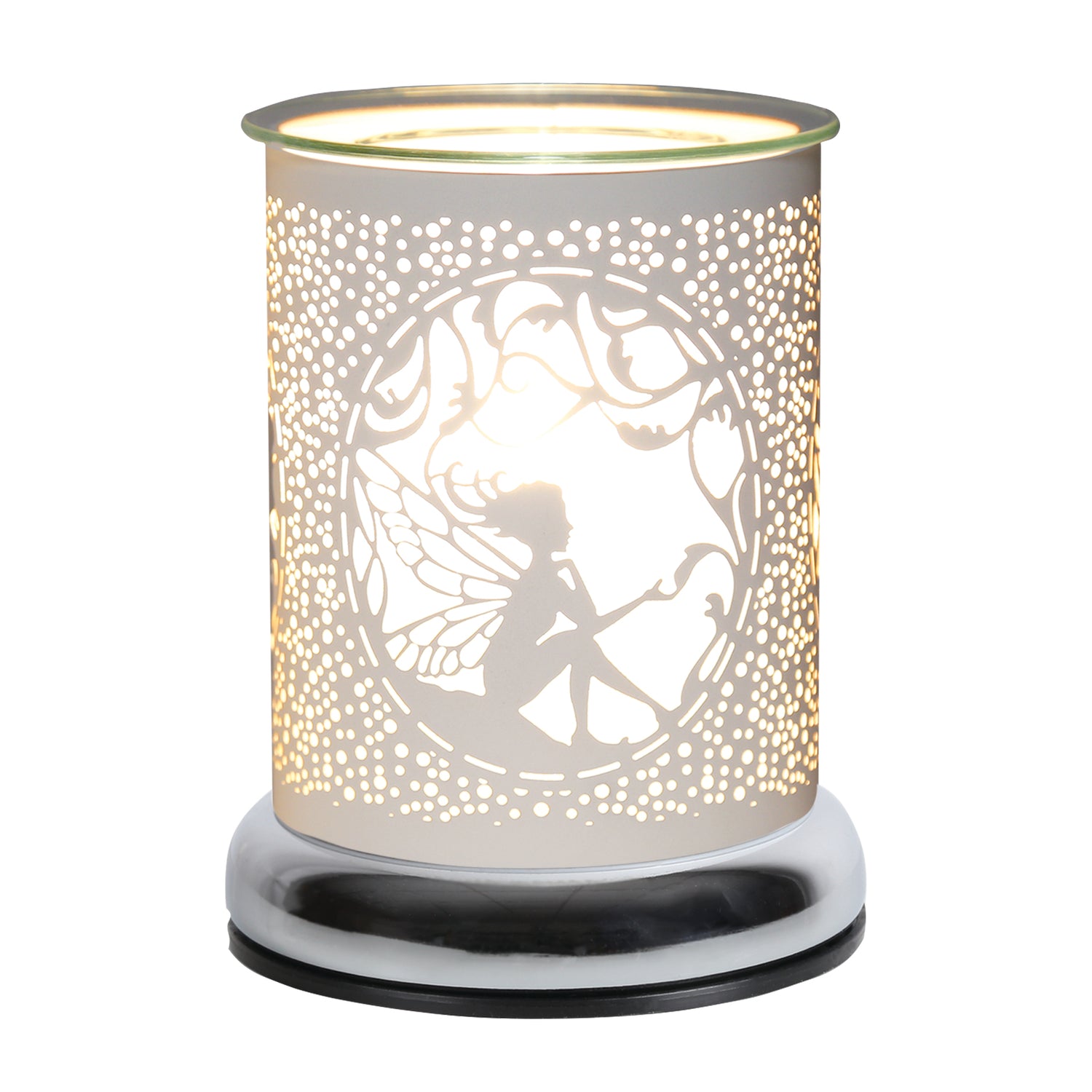 white & gold fairy design electric wax melt burner