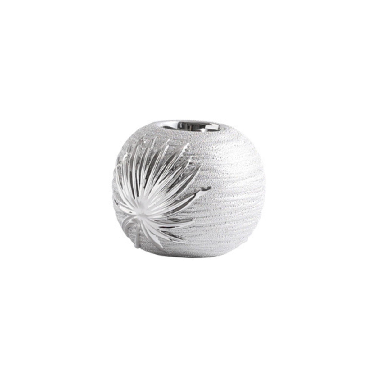 Modern Silver Tealight Candle Holder with Leaf Pattern