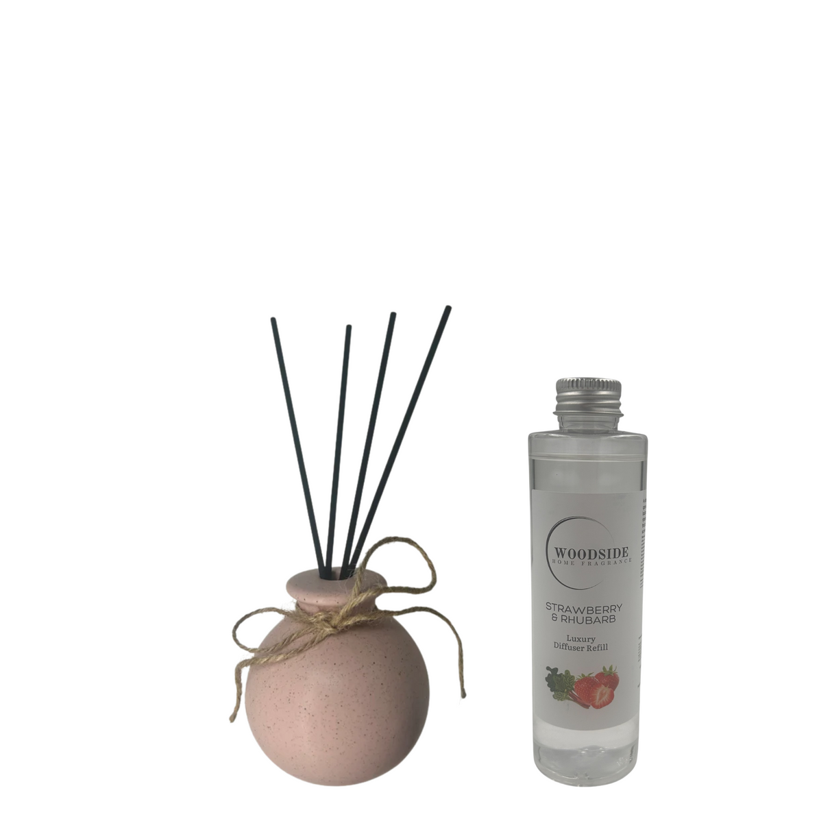 Woodside Home Living Reed Diffuser & Fragrance Bottle strawberry and rhubarb