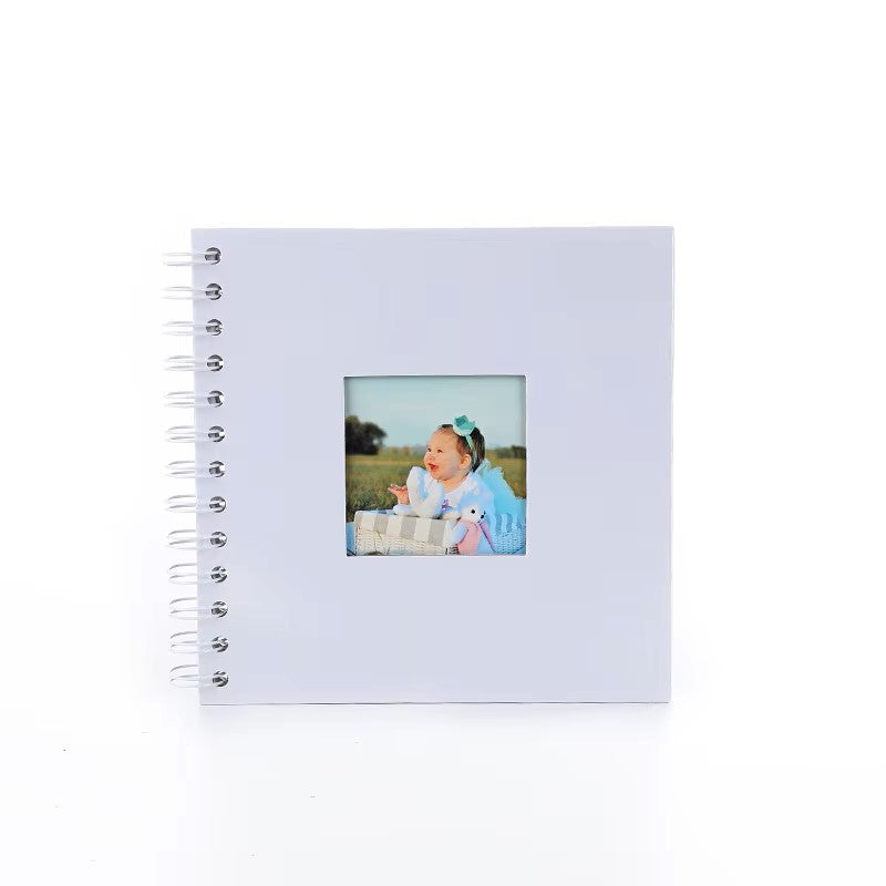 Woodside Home Living Spiral Bound Scrap Book Style Photo Album 17cm x 17cm - white