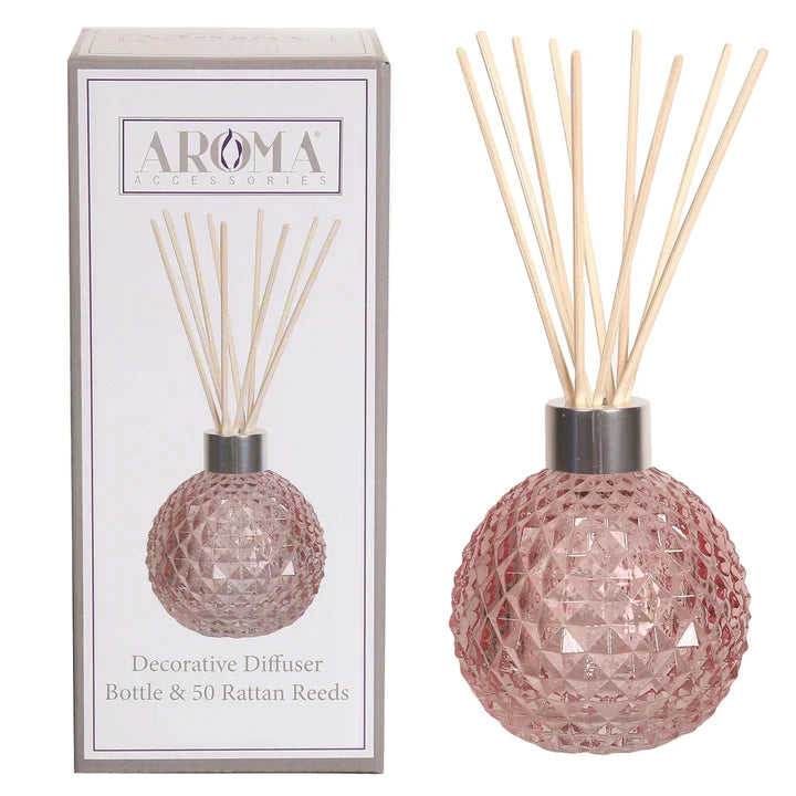 Aroma Glass Reed Diffuser Bottle & 50 Rattan Reeds - Various Colours