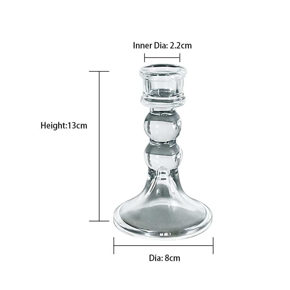 Glass Dinner Candle Holder Smooth Design - Various Sizes