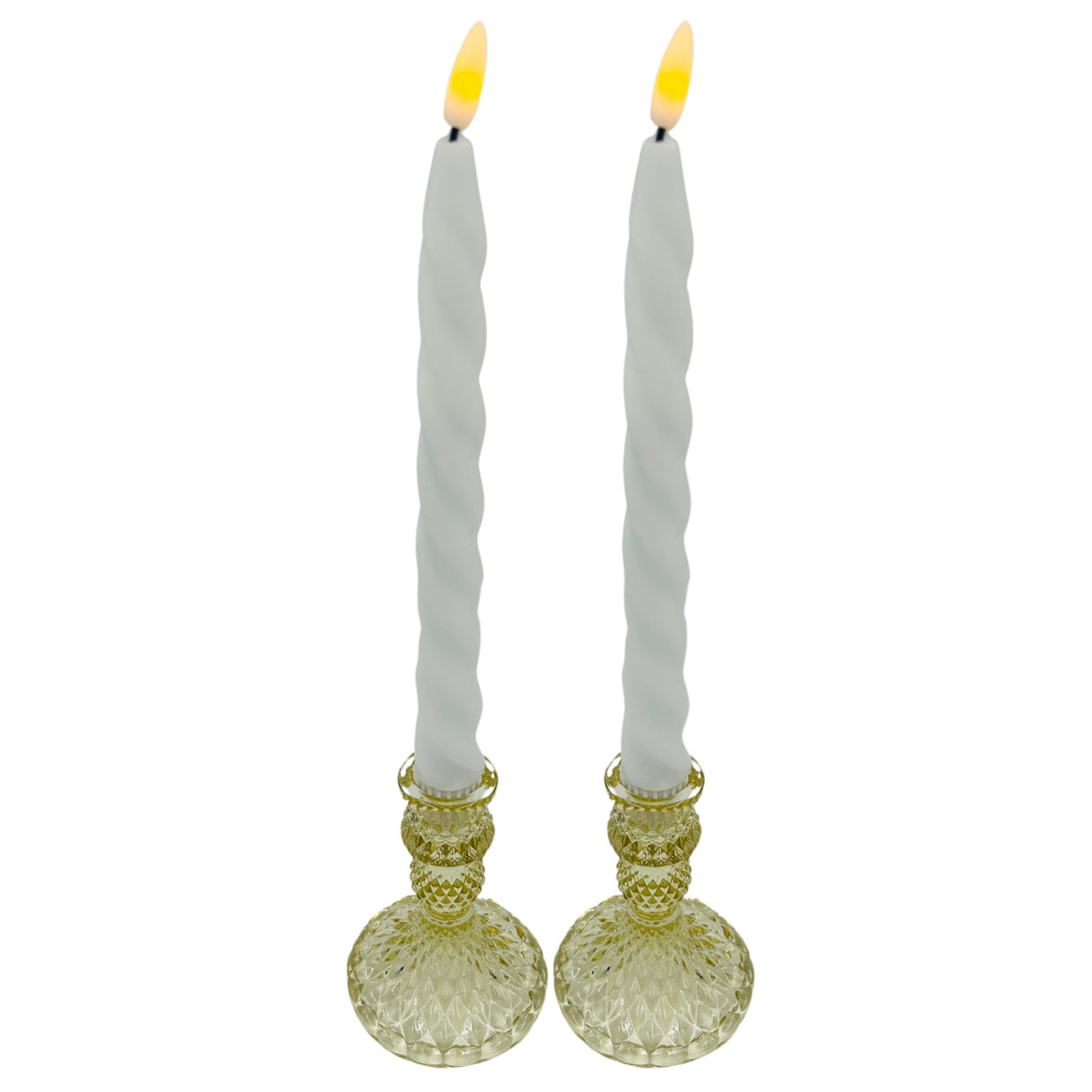 Pale Glass Small Candlestick Set of 2 - Champagne