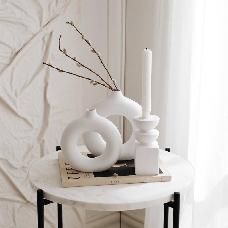 Woodside Home Living Ceramic Donut Vase Set of 2
