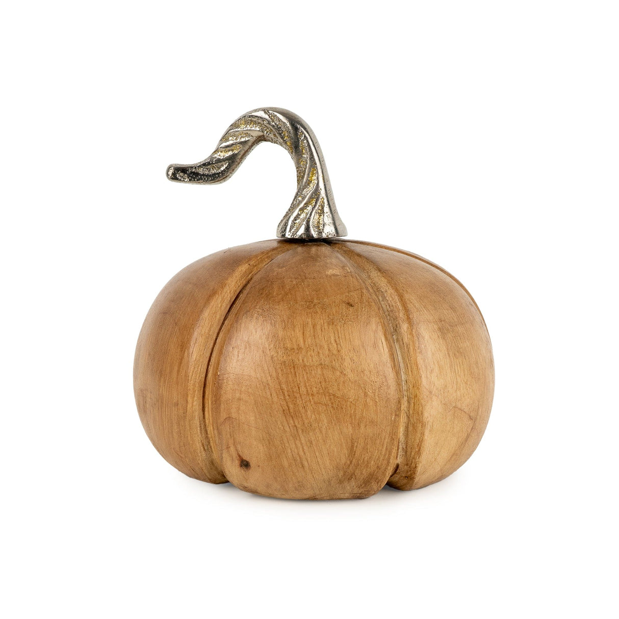 Candlelight Pumpkin Ornament - Mango Wood with Metal Stem