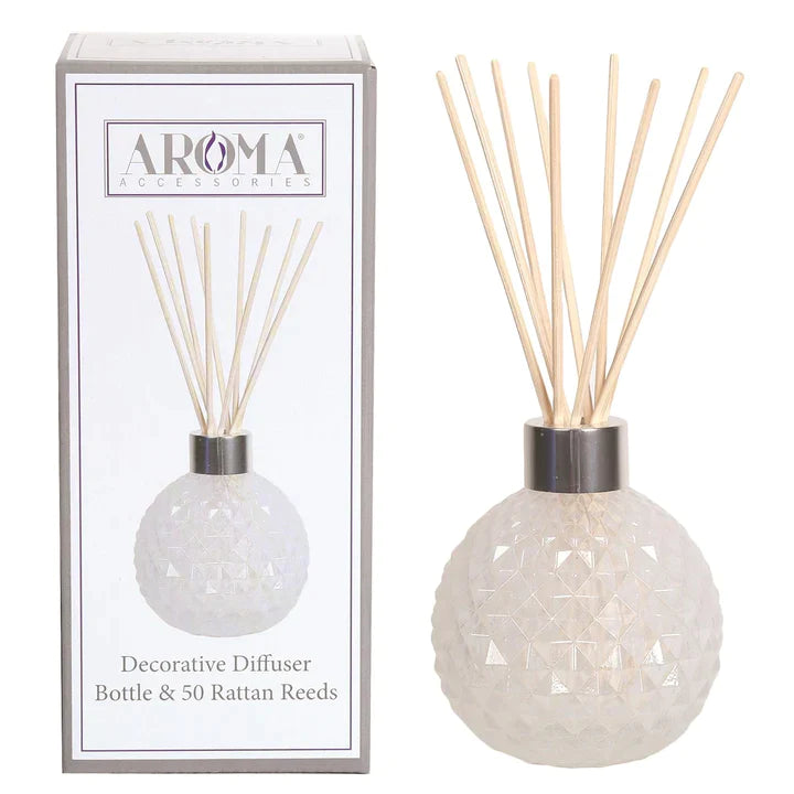 Aroma Glass Reed Diffuser Bottle & 50 Rattan Reeds - Various Colours
