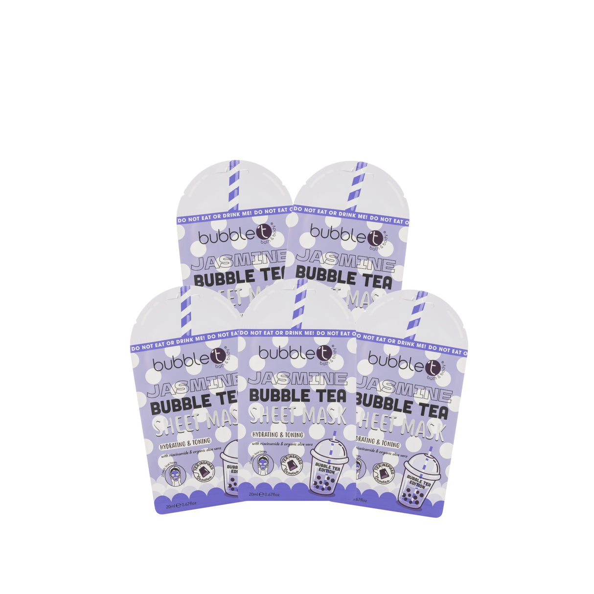 Bubble T Jasmine Hyrating & Toning Bubble Tea Edition Sheet Face Mask 5 Packs
