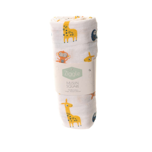 Ziggle Baby Large Muslin Square - Savanna Animals