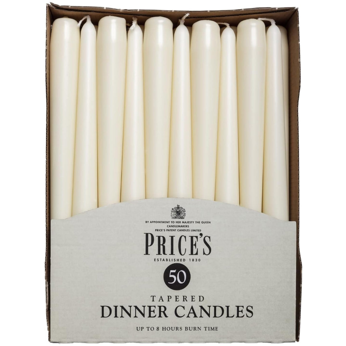 Price`s Tapered Dinner Candle Pack of 50 - Ivory