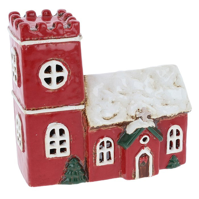 Village Pottery Christmas Collection Tea Light Holders - Norman Church