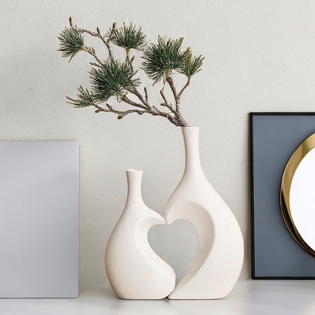 White heart vase set