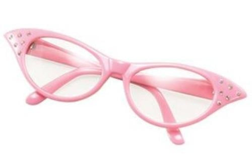 Ladies 50`s Style Glasses (Pink)