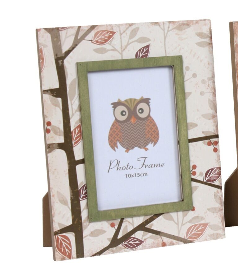 Owl Woodland Design Photo Frame Holds Photo 4x6" - Various Colour Variations